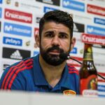 El jugador de la selección española Diego Costa durante la rueda de prensa que ha ofrecido esta mañana / Efe