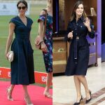 Meghan Markle y Doña Letizia apuestan por vestidos muy similares para sus respectivos actos oficiales / Foto: Gtres / Efe