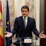 Albert Rivera, durante la rueda de prensa. / Efe