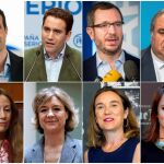 Pablo Casado, Teodoro Garcia Egea, Javier Maroto, Vicente Tirado, Marta Gonzalez, Isabel Garcia Tejerina, Cuca Gamarra y Andrea Levy / Efe