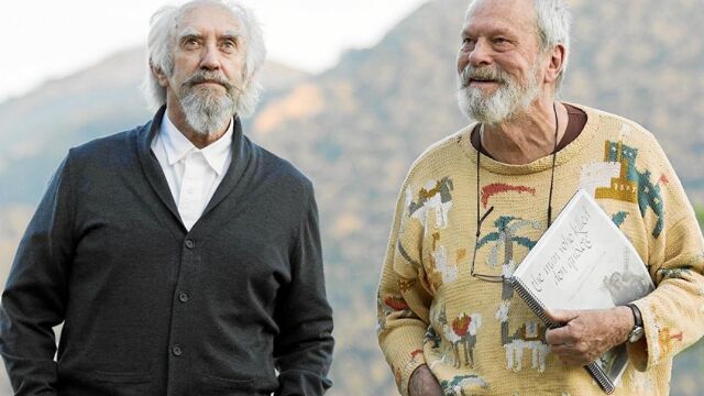 Jonathan Pryce (izquierda) y Terry Gilliam (derecha), en un momento del rodaje