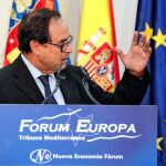 El conseller de Hacienda y Modelo Económico, Vicent Soler, el pasado martes durante su intervención en el Fórum Europa