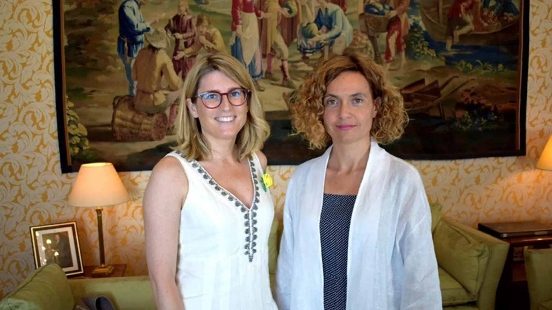 La ministra de Política Territorial, Meritxell Batet, y la consellera de la Presidencia de la Generalitat, Elsa Artadi, tras el encuentro mantenido la pasada semana en Madrid. EFE/ Generalitat