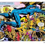 Otra de las geniales creaciones de Kirby, Black Panther, el primer superhéroe negro que apareció por primera vez en los 4 Fantásticos y que ahora es estrella absoluta del universo Marvel con el estreno de su película propia