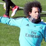 Marcelo, en el entrenamiento de ayer, el último antes del partido de hoy contra el Levante