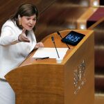 EFE. La portavoz del PP en Les Corts, Isabel Bonig, durante su intervención en la sesión de Control al presidente de la Generalitat, Ximo Puig