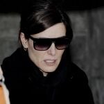 La presentadora a su llegada al Anatómico Forense