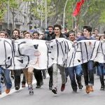 Imagen de una protesta de estudiantes de la UPC contra los recortes en la universidad