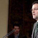 Mariano Rajoy, durante su intervención en el acto convocado en el Palacio de la Moncloa para presentar la reforma de las administraciones públicas