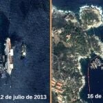 Así vio el satélite el reflotamiento del «Costa Concordia»