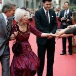 La Duquesa de Alba y Alfonso Díez, en la boda de María Colonques