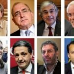 Combo de fotografías del nuevo Gabinete del Gobierno de coalción portugués tras la remodelación presentada por el primer ministro, Pedro Passos Coelho, al presidente del país, Cavaco Silva, en Lisboa (Portugal) hoy, martes 23 de julio de 2013. En la imagen (de izquierda a derecha arriba) el primer ministro, Pedro Passos Coelho; el vice primer ministro, Paulo Portas; la ministra de Finanzas, Maria Luis Albuquerque; el de Asuntos Exteriores, Rui Machete; el de Defensa, Aguiar Branco; el de Asuntos Nacionales, Miguel Macedo; la de Justicia, Paula Teixeira da Cruz; el de Asuntos Parlamentarios, Marques Guedes; y (de izquierda a derecha abajo) el viceministro de Desarrollo Regional, Miguel Poiares Maduro; el de Economía, Antonio Pires de Lima; la de Agricultura y Marina, Assuncao Cristas; el de Salud, Paulo Macedo; el de Educación, Nuno Crato; el de Seguridad Social y Solidaridad, Pedro Mota Soares; y el de Medio Ambiente, Jorge Moreira da S