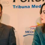 El ministro en funciones, José Luis Ábalos, junto a la candidata del PSPV a la Alcaldía de Valencia, Sandra Gómez, durante una intervención en Valencia el pasado mes de abril