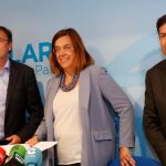 El candidato a la alcaldía de Palencia, Alfonso Polanco, la presidenta del PP en la provincia, Ángeles Armisén, y el procurador electo, Carlos Fernández Carriedo