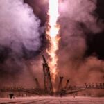 La Soyuz TMA-08M, en el momento del despegue