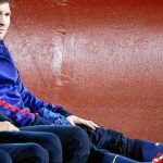 Messi durante el entrenamiento previo al partido de vuelta de los cuartos de final de la Liga de Campeones que disputan frente al París Saint-Germain, en el Nou Camp.