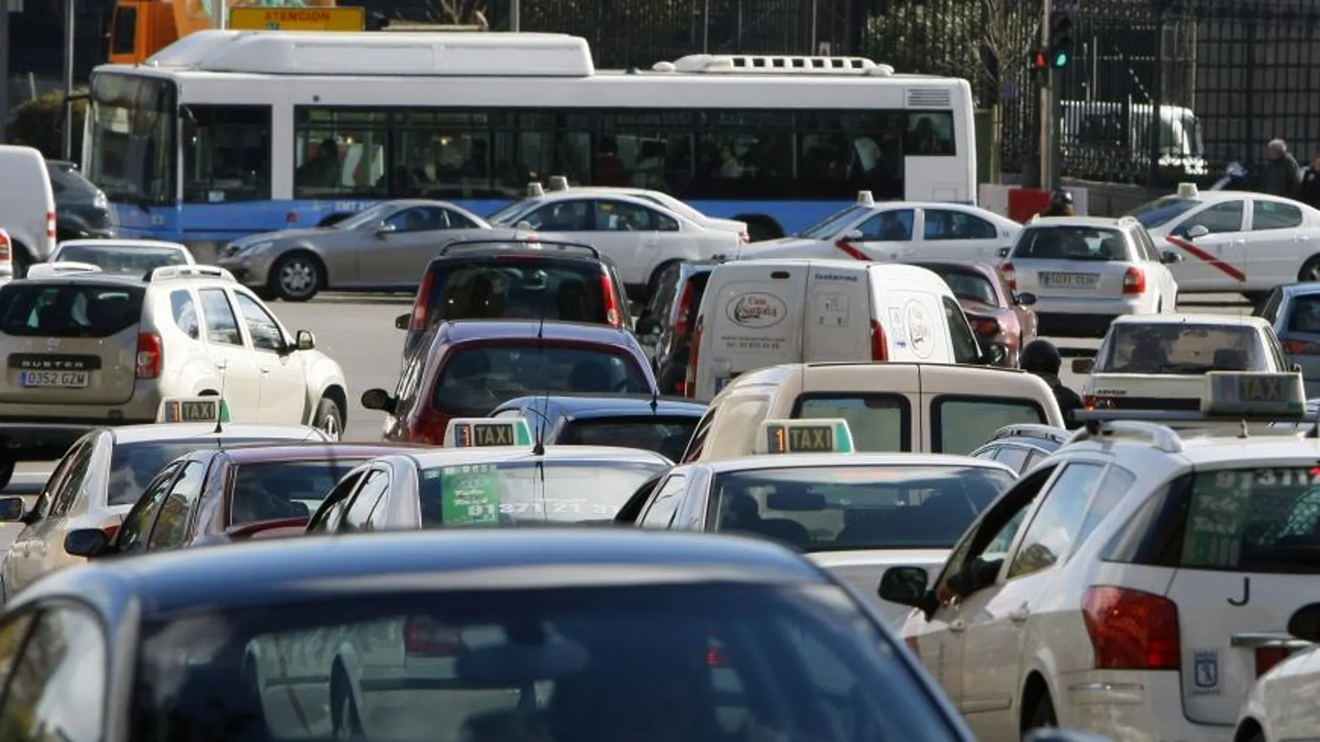 Atasco en el centro de Madrid