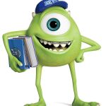 A Mike Wazowski, todavía adolescente, no le ayuda demasiado su aparato dental para asustar a los niños