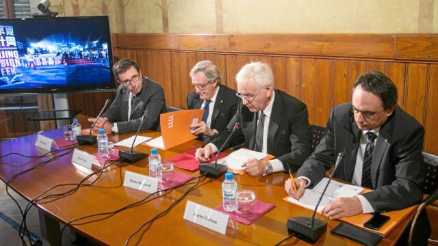 Susanna, Mascarell, Trias y Ciurana, ayer en la sede del Llull