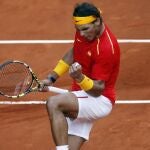 Nadal celebra su victorio sobre Sergiy Stakhovsky