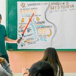 El Darth Vader de sociales asegura que con los gadgets que utiliza capta la atención de los alumnos de Castellón y «a partir de ahí, disfrutan aprendiendo». Foto: Kike Taberner