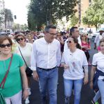 El secretario general del PSRM-PSOE y candidato de esta formación a la Presidencia de la Comunidad, Diego Conesa, junto a la alcaldesa socialista de Cartagena, Ana Belén Castejón