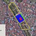 Mapa facilitado por el Ayuntamiento sobre el castillo de fuegos artificiales que se disparará en el viejo cauce del río Turia