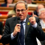 Quim Torra, durante el pleno del Parlament donde se somete a una nueva sesión de contro
