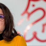 La vicepresidenta del Consell, Mónica Oltra, durante la rueda de prensa que ofrece tras la reunión semanal del Gobierno valenciano