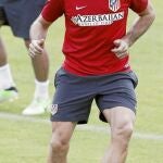 Demichelis, en un entrenamiento con el conjunto rojiblanco