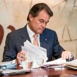 Mas, ayer, durante la reunión semanal del Gobierno catalán en el Palau de la Generalitat