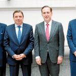 Jaime Lamo de Espinosa, impulsor de la ley; Luis Planas, ministro de Agricultura; Antonio Huertas, presidente de Mapfre; e Ignacio Machetti, presidente de Agroseguro