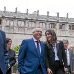 Oriol Junqueras, Pere Navarro y Rocío Martínez-Sampere, a su llegada ayer a la llamada de Mas