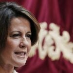 La presidenta del Gobierno Foral, Yolanda Barcina, durante el discurso institucional en el acto central de la celebración del Día de Navarra