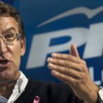 Núñez Feijóo, durante su intervención en la tradicional pulpada del PP de Lugo con motivo de la celebración del San Froilán