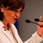 La candidata del PPCV, Isabel Bonig, durante la noche electoral