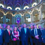 Premiados y autoridades. De izquierda a derecha, Enrique Díaz-Tejeiro, Tomás Fuertes, Joaquín Parera, la ministra Nadia Calviño, Francisco Reynés, Francisco Marhuenda, Ángel Carrancio y Felisa Frial