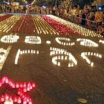 Una imagen de la «estelada» con velas que se organizó el domingo en las fiestas de Gràcia