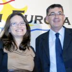 Mónica Oltra y Enric Morera ayer en el Fórum Europa Tribuna Mediterránea