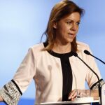 María Dolores de Cospedal, durante su intervención en la inauguración de la 21 Unión Intermunicipal Popular que se celebra en Valencia.