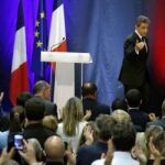 Nicolas Sarkozy, durante el mitin que ha ofrecido hoy en Lambersart.
