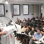 El secretario general de IU, Cayo Lara, en la reunión de ayer