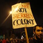 Imagen de la protesta en Atenas.