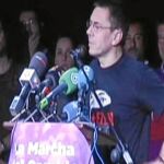 Juan Carlos Monedero, número tres de Podemos, en el acto celebrado ayer por la tarde en Leganés