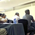 El eurodiputado de UPyD, Francisco Sosa Wagner, durante la intervención hoy de Rosa Díez en el Consejo Político extraordinario del partido.