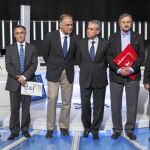 De izquierda a derecha, Sosa Wagner (UPyD), Ramón Tremosa (CEU), González Pons (PP), Jáuregui (PSOE), Willy Meyer (IU) y Terricabras (ERC)