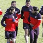 Falcao, Adrián, Emre y Cristian Rodríguez, ayer, en el entrenamiento