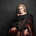 La actriz vallisoletana, caracterizada como Hécuba, la reina troyana, durante los ensayos de la obra