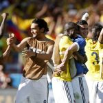 Los jugadores de Colombia al finalizar el partido Colombia - Grecia.