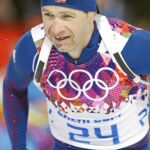 Oler Einar Bjoerndalen, en pleno esfuerzo en el biatlón